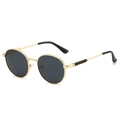 Occhiali da sole rotondi vintage in metallo dorato con lenti grigio scuro per uomo - Montatura Oro/Lenti Grigio Nero