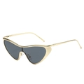Lunettes de soleil œil-de-chat futuristes en métal doré avec verres gris foncé style punk - Monture Or Noir Gris