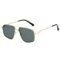 Classic gold metal aviator sunglasses with double bridge and dark green lenses for men - Gold Frame Green