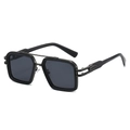 Occhiali da sole squadrati oversize con doppio ponte e montatura nera classica - Montatura Nera Lenti Grigio Nero