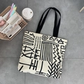 Large capacity canvas tote bag with abstract art prints for yoga and travel - Graffiti Triangle Double-sided