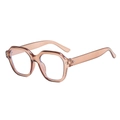 Montura de gafas cuadrada retro en champán transparente con detalles de remaches - Montura Champaña