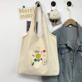 Witte canvas draagtas met berenprint en voorvak voor dames en studenten in de zomer - Lente Cartoon Beer