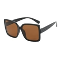 Chic black square oversized sunglasses with diamond quilted texture on the temples - Black Frame Tea Lens