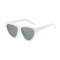 Modern white cat-eye triangle frame sunglasses with dark grey lenses for sun protection - White Frame Dark Grey Lens