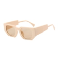 Fashionable beige thick square frame sunglasses for outdoor UV protection and daily style - Beige Frame Tea Lens