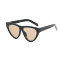 Occhiali da sole cat-eye retrò con montatura nera spessa e lenti marroni sfumate - Montatura Nera Lenti Tè