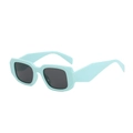 Retro square mint green sunglasses with thick frames and black lenses for a vintage fashion look - Blue Frame Gray Lens