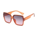 Stylish square oversized sunglasses with transparent orange frame and purple gradient lenses - Orange Frame Grey Pink Lens