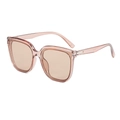 Modern square oversized sunglasses in transparent pink tea color with metal accents - Champagne Frame / Tea Lens