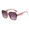 Fashionable oversized square pink sunglasses with purple gradient lenses for women - Pink Frame Gradient Grey Lens
