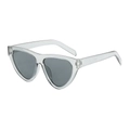 Modern transparent geometric triangle sunglasses with oversized dark grey lenses - Grey Frame / Black Grey Lens