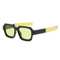 Retro square color-block sunglasses with black frames and yellow transparent lenses - Black Frame Yellow Lens