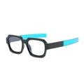 Montatura per occhiali quadrata nera classica con aste blu in stile minimalista chic - Nero Blu