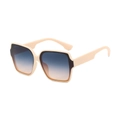 Stylish square oversized sunglasses with cream frame and colorful gradient lenses - Beige Frame Gray Tea Lens