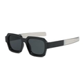 Retro square sunglasses with thick black frames and black-white gradient temples - Black Gray Frame Black Gray Lens