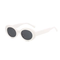 Stylish oval retro sunglasses with thick white frames and dark lenses for outdoor leisure - White Frame Dark Grey Lens