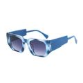 Blue gradient chunky rectangular sunglasses with geometric temples and grey lenses - Blue Tortoiseshell Frame Gradient Gray Lens