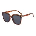 Retro square oversized sunglasses in tortoiseshell frame with dark grey lenses in 45-degree view - Leopard Frame Black Grey Lens