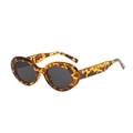 Retro oval tortoise shell sunglasses with dark grey UV protective lenses for women - Tortoise Frame Black Grey Lens