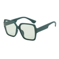 Fashionable oversized square deep green sunglasses with a retro minimalist frame - Green Frame / Green Lens