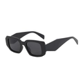 Retro square black thick frame sunglasses with dark grey UV protective lenses - Black Frame Black Grey Lens