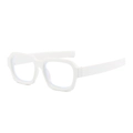 Klassische weiße eckige Retro-Brille mit dicken minimalistischen Acetatrahmen für den Alltag - Weißer Rahmen