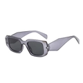 Retro square sunglasses with translucent smoky purple frames and dark grey lenses - Grey Frame / Black Grey Lens