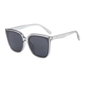 Square oversized sunglasses in transparent grey frame with metal temple accents - Grey Frame / Black Grey Lens