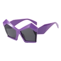 Lunettes de soleil oversize géométriques violettes avec verres gris foncé - Monture Violette Verres Gris