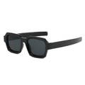 Occhiali da sole quadrati neri classici con finitura lucida e aste larghe dal look moderno - Montatura Nera Lenti Grigio Nero