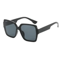 Fashionable oversized square black sunglasses with dark grey polarized lenses - Black Frame Black Grey Lens