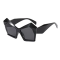 Gafas de sol geométricas negras con montura gruesa y estilo futurista de moda actual - Montura Negra Lentes Gris Negro