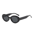 Retro-Sonnenbrille mit ovalem schwarzem Rahmen und dunklen Gläsern für Streetstyle-Look - Schwarzer Rahmen Schwarz Graue Gläser