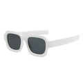 Retro small square sunglasses featuring thick glossy white frames and dark grey lenses - White Frame Dark Grey Lens
