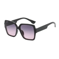 Chic black square oversized sunglasses with trendy purple pink gradient lenses - Black Frame Grey Pink Lens