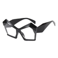 Lunettes de soleil noires surdimensionnées à forme polygonale irrégulière avec verres clairs - Cadre Noir