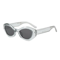 Modern cat-eye sunglasses with grey translucent frame and dark UV400 lenses - Grey Frame / Black Grey Lens