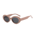 Fashionable oval sunglasses with thick mauve frames and dark lenses for outdoor street style - Coffee Grey Frame Black Grey Lens