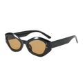 Occhiali da sole retrò cat-eye neri con lenti ambra e rivetti in argento lucido trendy - Montatura Nera Lenti Tè