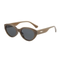 Vintage-Sonnenbrille in Katzenaugenform aus teebraunem Harz mit metallischen Akzenten - Geleebrauner Rahmen Schwarzgraue Linsen