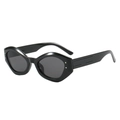 Occhiali da sole cat-eye neri poligonali con rivetti in argento e montatura spessa - Montatura Nera Lenti Grigio Nero