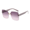 Fashion rimless oversized square sunglasses with purple gradient lenses and textured temples - Purple Frame Grey Pink Lens
