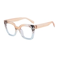 Fashionable oversized square glasses frame with orange to blue gradient and tortoise accents - Tea Blue Frame