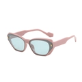 Occhiali da sole rettangolari moderni con montatura rosa e lenti azzurre sfumate - Montatura Rosa Lente Verde