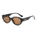 Occhiali da sole cat-eye retrò con montatura nera lucida e lenti marroni - Montatura Nera Lenti Tè