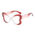 Occhiali alla moda a farfalla con sfumatura rossa e strass per look party - Rosso Chiaro
