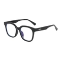 Classic black square oversized frames with stylish silver metal temple accents - Black Frame