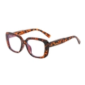 Montatura occhiali quadrata tartarugata con dettaglio catena argento sulle aste - Montatura Leopardata