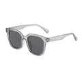 Modische quadratische Sonnenbrille in Transparentgrau mit dunklen Gläsern und Silberdekor - Grauer Rahmen / Schwarzgraue Gläser